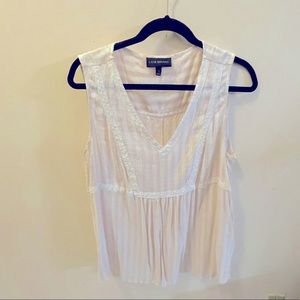 Layne Bryant sleeveless babydoll top size 14 in a soft pink and white